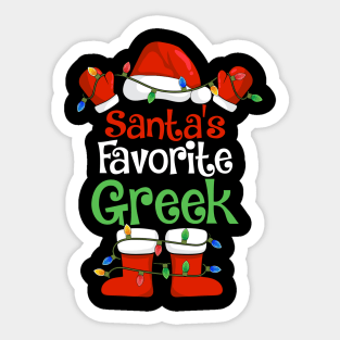 Santa's Favorite Greek Funny Christmas Pajamas Sticker